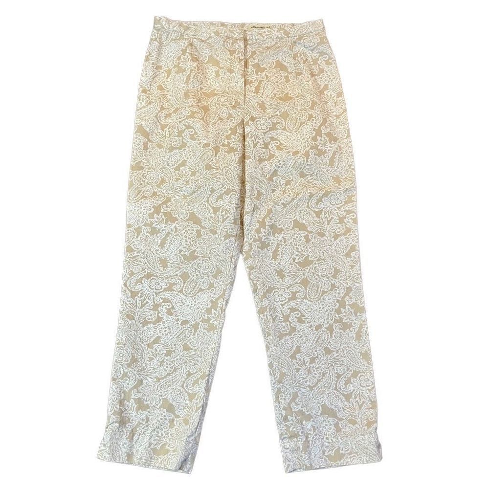 Eddie Bauer White Tan Paisley Lace Size 12